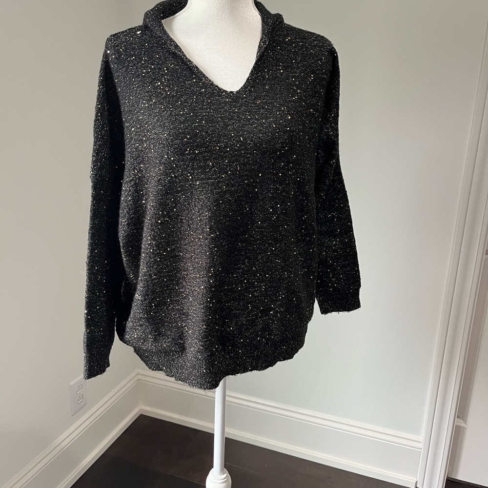Elan Black Speckled V-Neck Sweater